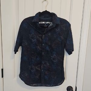 Mossimo Supply Co. Men's Dark Blue Floral Button Down Shirt